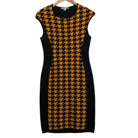 Michael Kors Dresses & Skirts - Michael Kors Gold And Black Houndstooth Dress